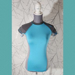 Rip Curl Blue Colorblock UPF50+ Crewneck Athletic Tee